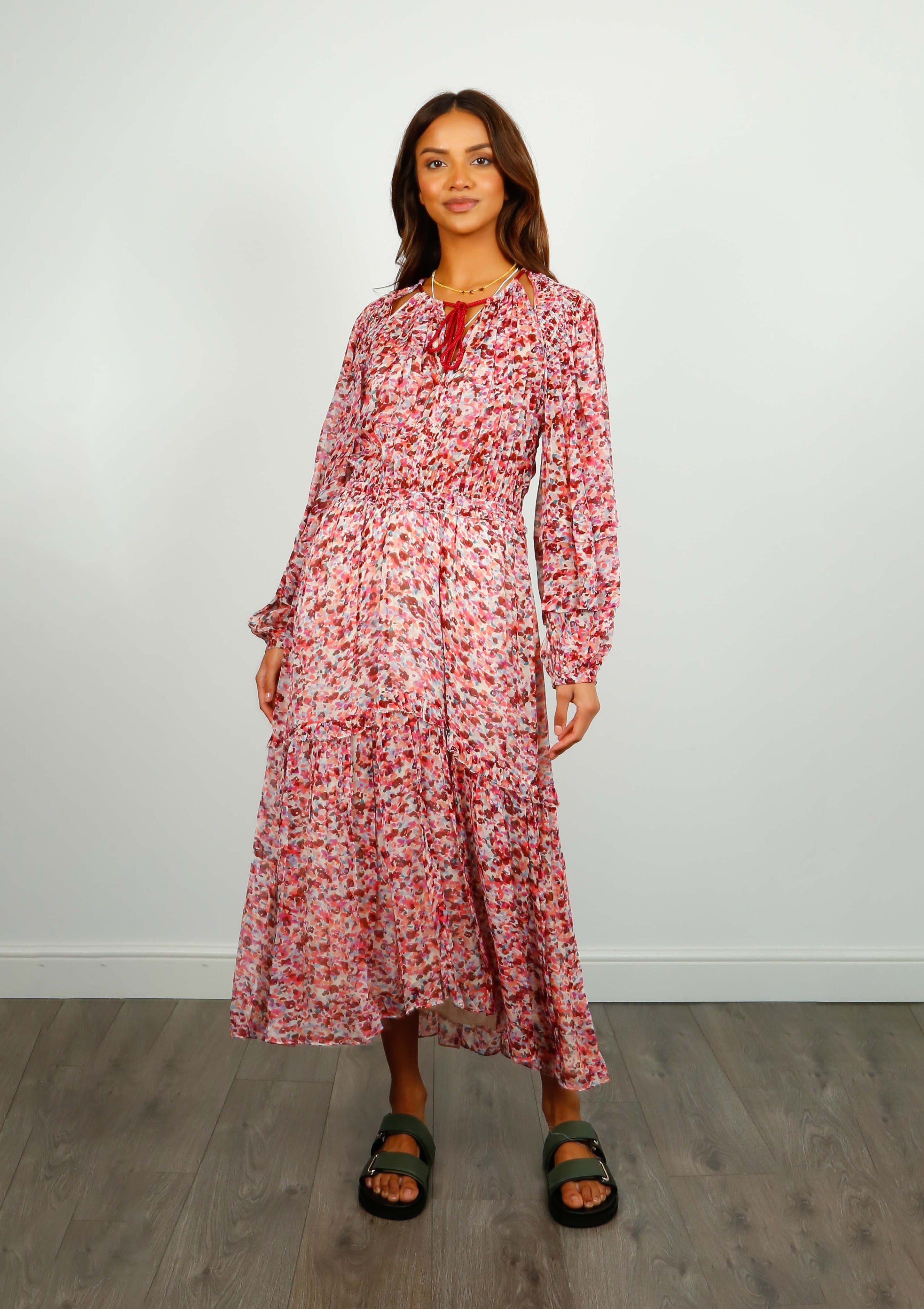 IM Fratela Dress in Raspberry, Ecru