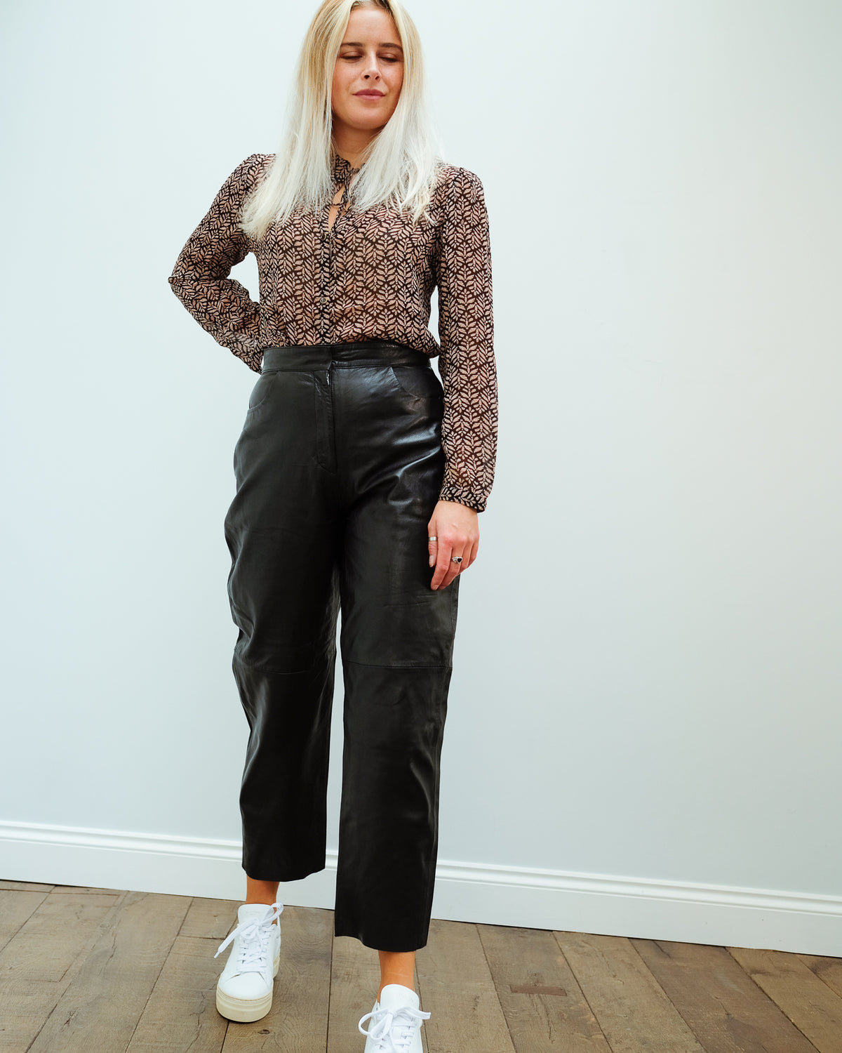 SLF Agnes cropped leather pant in black