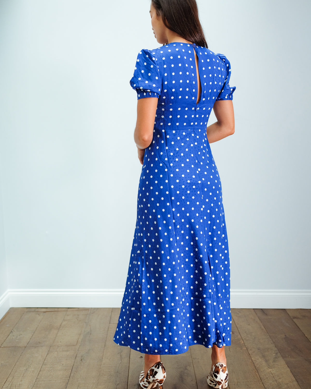 SP 023 Polka dot midi dress in blue