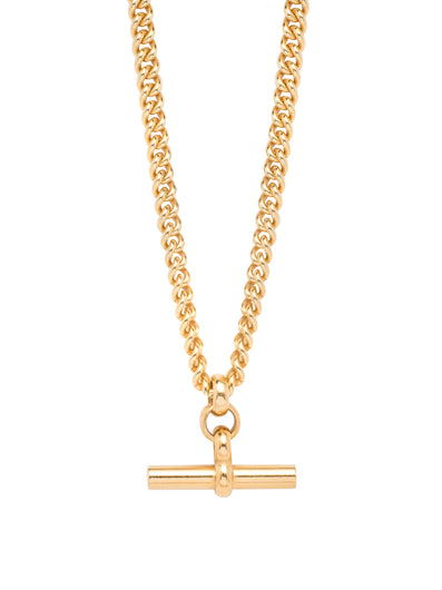 TS Gold T-Bar Curb Link Necklace 50cm