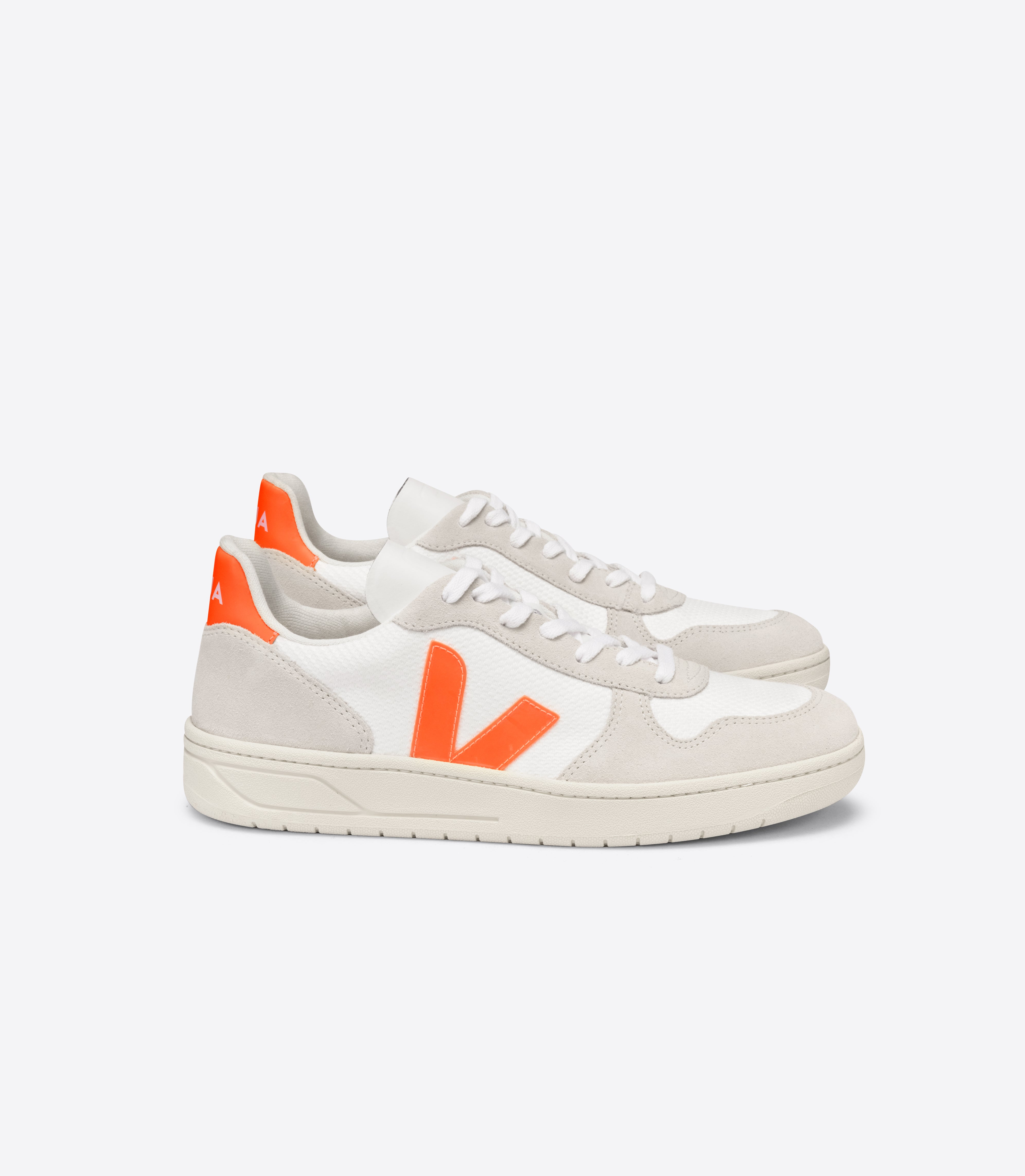 VEJA V-10 Mesh White, Natural, Orange Fluo