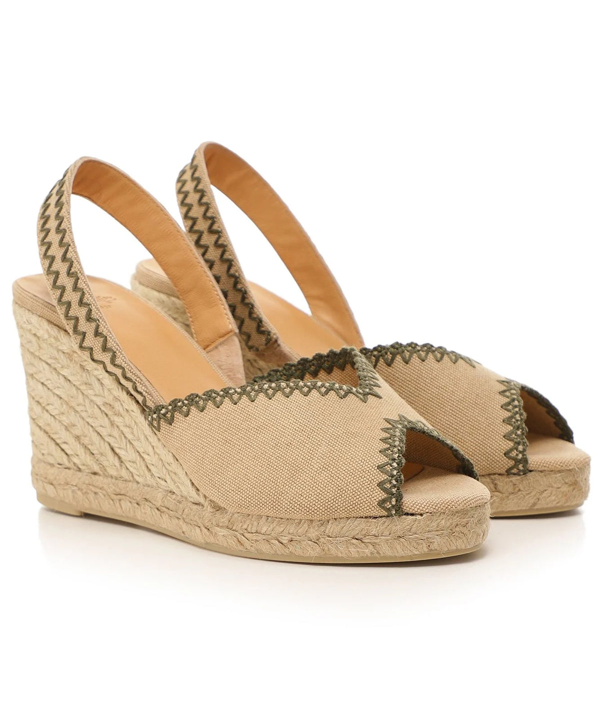 CASTANER Billie Sling Back Wedge in Beige