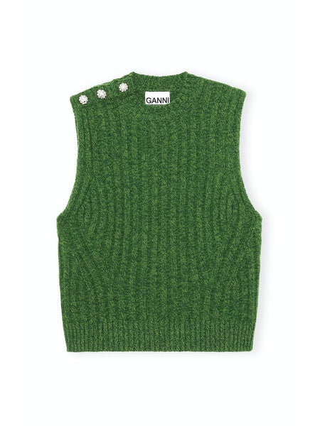 GANNI K1574 Wool Mix Vest in Kelly Green