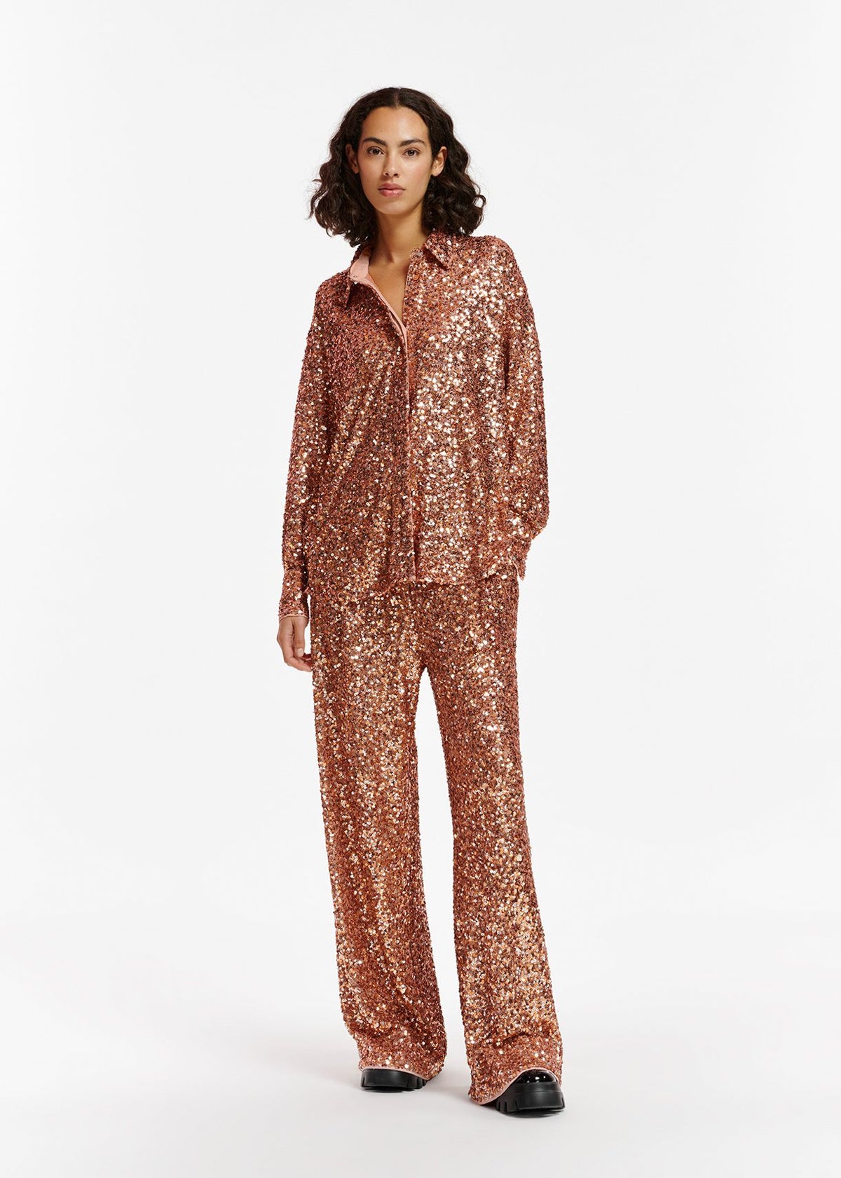 EA Ezillion Sequin Shirt in Tiger Blossom