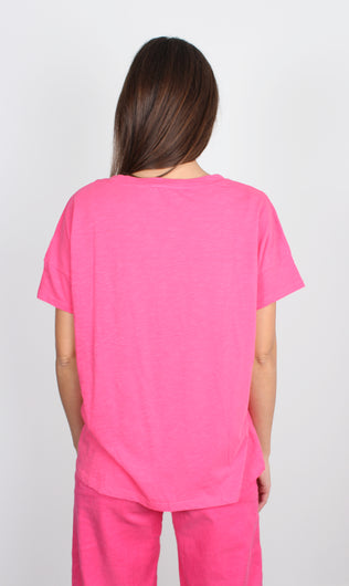 Five TSE2228 Love fuchsia cotton T-shirt