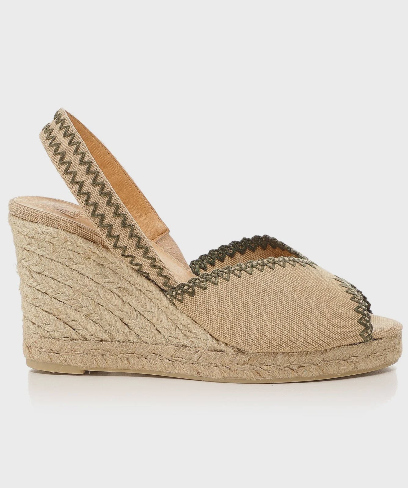 CASTANER Billie Sling Back Wedge in Beige