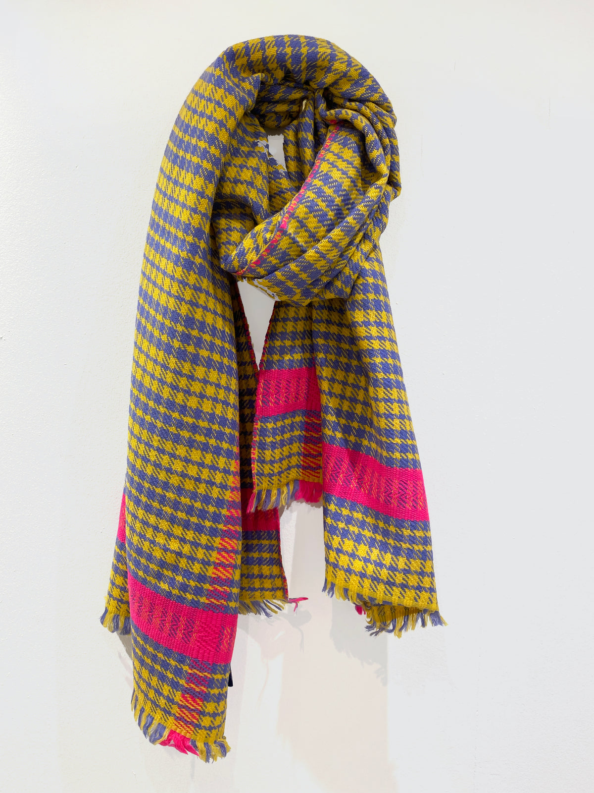 ANNA 603 Himalaya Check Print Scarf in Yellow Multi